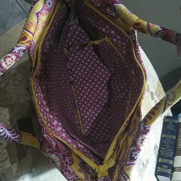 Vera Bradley Pink Yellow Floral Paisley Handbag - Picture 4 of 8